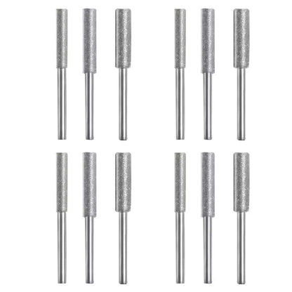 12PCS Diamond Chainsaw Sharpener Set – Titanium Coated Corundum Rotary Burr Stones for Chainsaw Sharpening, Jade Carving & Grinding Tool Kit