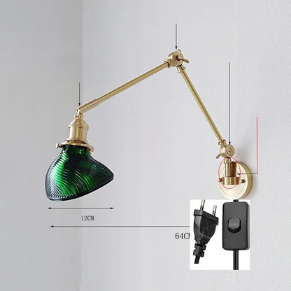 IWHD 2022 Ceramic Copper LED Wall Lamp — Adjustable Swinging Long Arm Light for Bedroom & Living Room