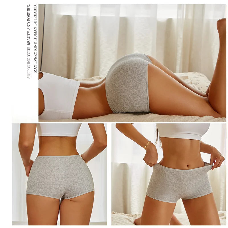New Women’s Cotton Seamless Sports Panties – Solid Color Boxers, Cozy Lingerie Underwear XS-XL