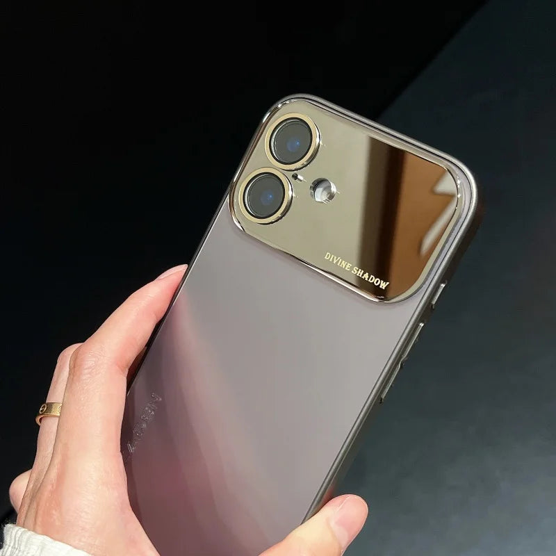 Luxury Mirror Glass iPhone Case - AG Matte Shockproof Protective Cover for iPhone 11-17 Pro Max