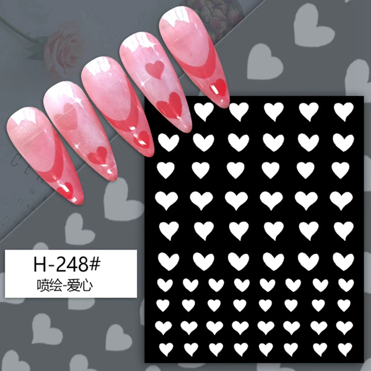 Hollow Nail Art Stickers – Spray-Painted Love & Butterfly French Pattern Decorative Decals for Nails