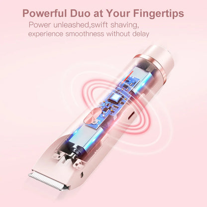Women’s 2-in-1 Electric Razor – Dual-Head Painless Wet & Dry Bikini Trimmer with Detachable Head Shaver