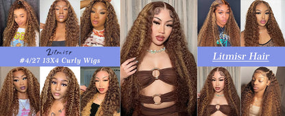 Honey Blonde Deep Water Wave HD Lace Frontal Wig – 13x6 Human Hair, Highlight Curly, 30-34 Inch Length