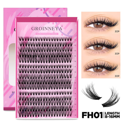GROINNEYA DIY Lash Extension Kit – Individual & Cluster Lashes Full Set with Lash Bond and Seal for At-Home Use