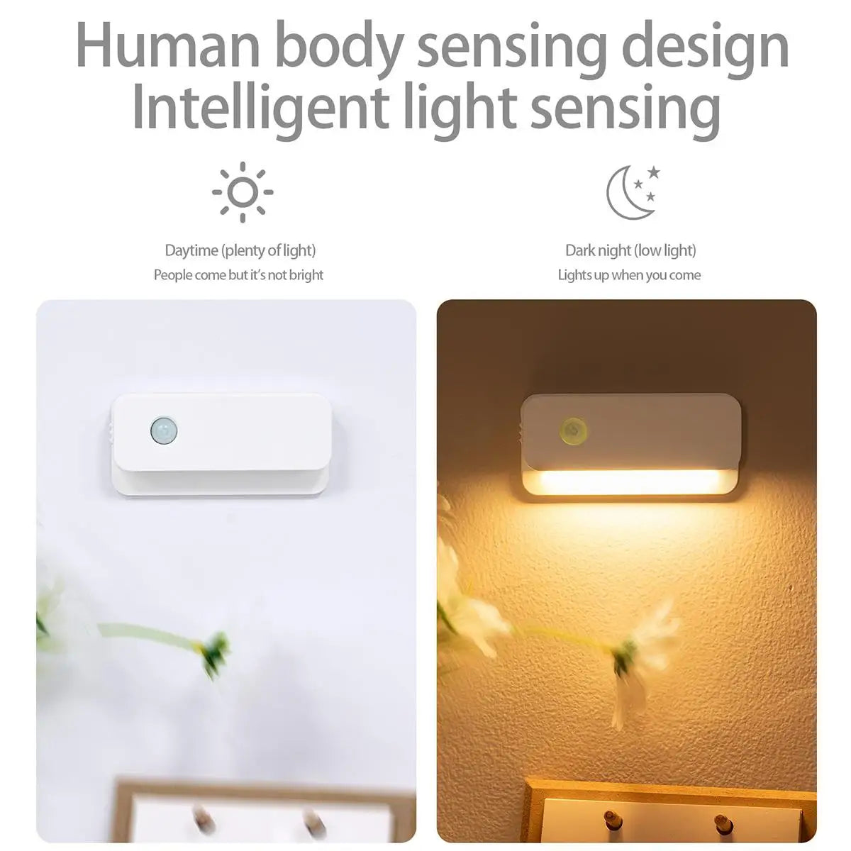 Magnetic Motion Sensor Night Light - Wireless Rechargeable LED Lamp for Bedroom, Hallway, Stairs & Bedside Lighting