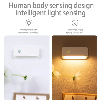 Magnetic Motion Sensor Night Light - Wireless Rechargeable LED Lamp for Bedroom, Hallway, Stairs & Bedside Lighting