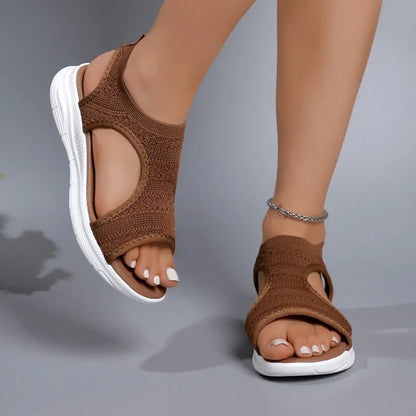 2025 Summer Women’s Casual Sports Sandals – Comfortable Mesh Wedge Beach & Roman Sandals