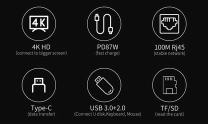 8-in-1 USB-C Hub 3.0 Splitter – 4K Docking Station Adapter with PD, SD, TF, RJ45, HDMI for MacBook Air M1, iPad Pro