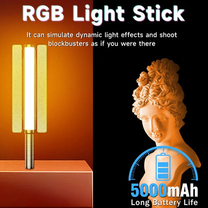 SuteFoto TW20 Handheld RGB LED Light Wand CRI95+ 2800K-10000K Adjustable Color Photography Studio Video Stick Lamp