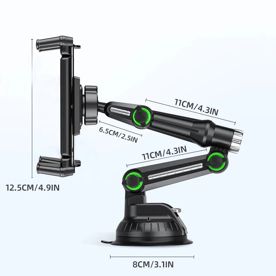 Car Dashboard Tablet & Phone Holder — Suction Mount for 7"-15" Tablets and 4"-7" Phones