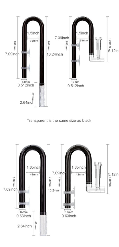 AQUAPRO Aquarium Inlet & Outlet Pipe Set – Plastic Skimmer Lily Flow for Fish Tanks & Bowls
