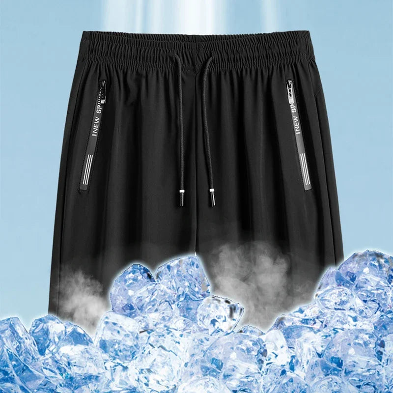 Men's Plus Size Casual Shorts – 6XL-7XL Stretchy Ice Silk Gym & Beach Shorts, Quick Dry & Breathable Summer Pants