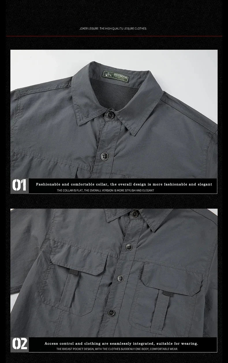 Men's Lightweight Tactical Shirt – Breathable Long Sleeve Outdoor Work Shirt with Sun Protection