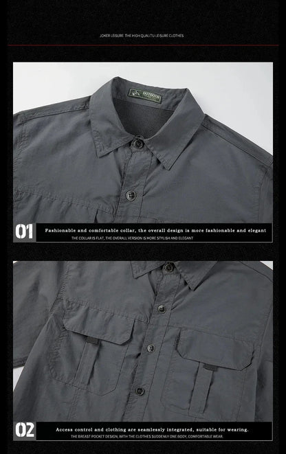 Men's Lightweight Tactical Shirt – Breathable Long Sleeve Outdoor Work Shirt with Sun Protection