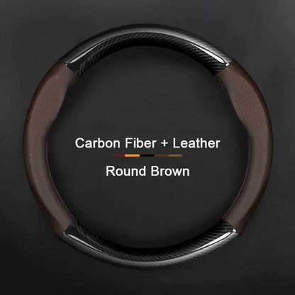 Hyundai Carbon-Fiber Leather Steering Wheel Cover — Fits i20/i30/i40/ix25/ix35/ix55/Elantra/Tucson/Sonata/Solaris/Palisade/Nexo