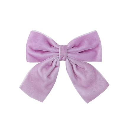 4.3-inch Velvet Bow Hair Clips for Girls – Handmade Barrettes in Black, White, Red, Pink, Blue, Yellow, Kids Hair Accessories