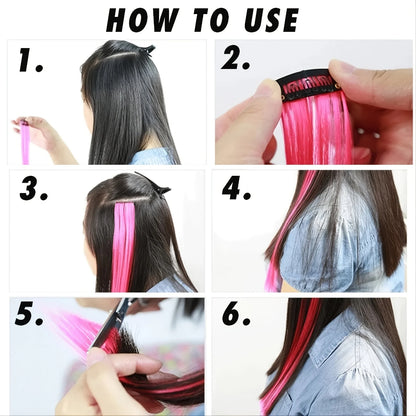 Colorful Feather Hair Extension - Clip-In Synthetic Hairpiece for Women Cosplay Y2K Style