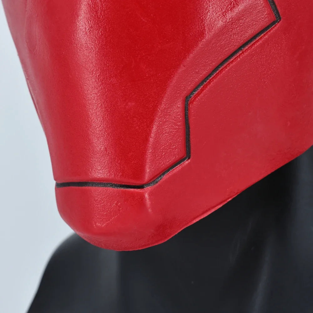 Red Hood Superhero Cosplay Mask — Latex Helmet for Adults, Halloween, Carnival & Masquerade Costume Prop