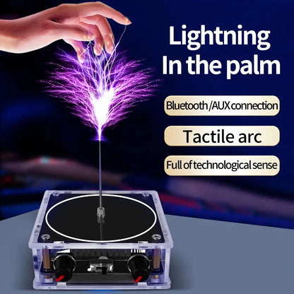 Music Tesla Coil Bluetooth/AUX – Dual Mode Music Box with Touchable Artificial Lightning, Audio Input for Science Experiments