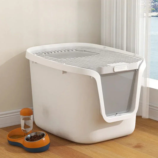 High-Value Super Large Cat Litter Box – Multi-Directional Access Cat Toilet with Lift Cover and Easy-Clean Design