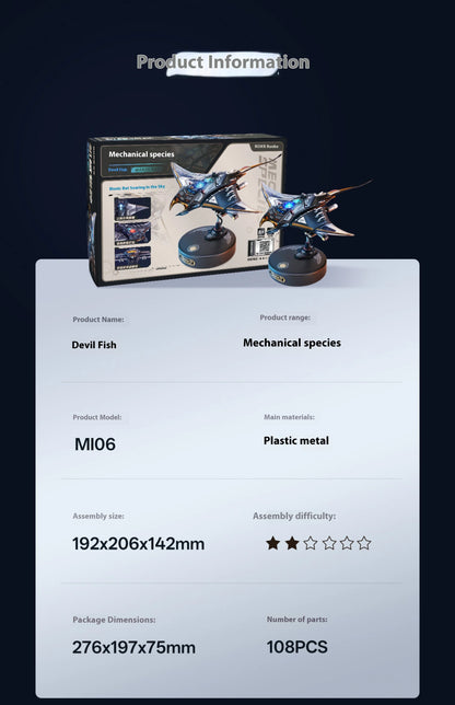 Mechanical Species Manta Ray Model – Trendy Assembly Figurine Toy, Boys’ Valentine’s Day Gift