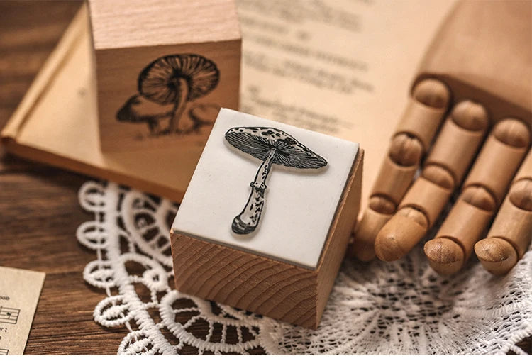 Yoofun 7-Piece Vintage Moon & Plant Wooden Stamps — Rubber Stamps for Scrapbooking, DIY Craft & Stationery