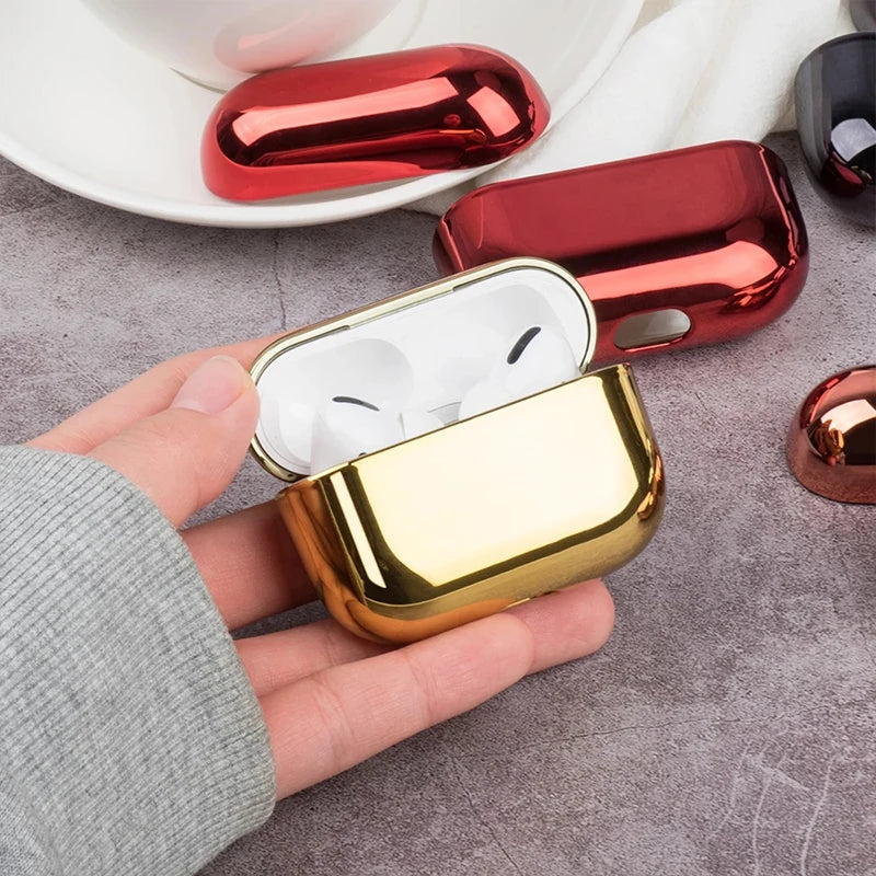 Electroplated Gold AirPods Pro 2 Case – Plating Cover for Apple AirPods Pro 1, 2 & 3, Stylish Earphone Protector