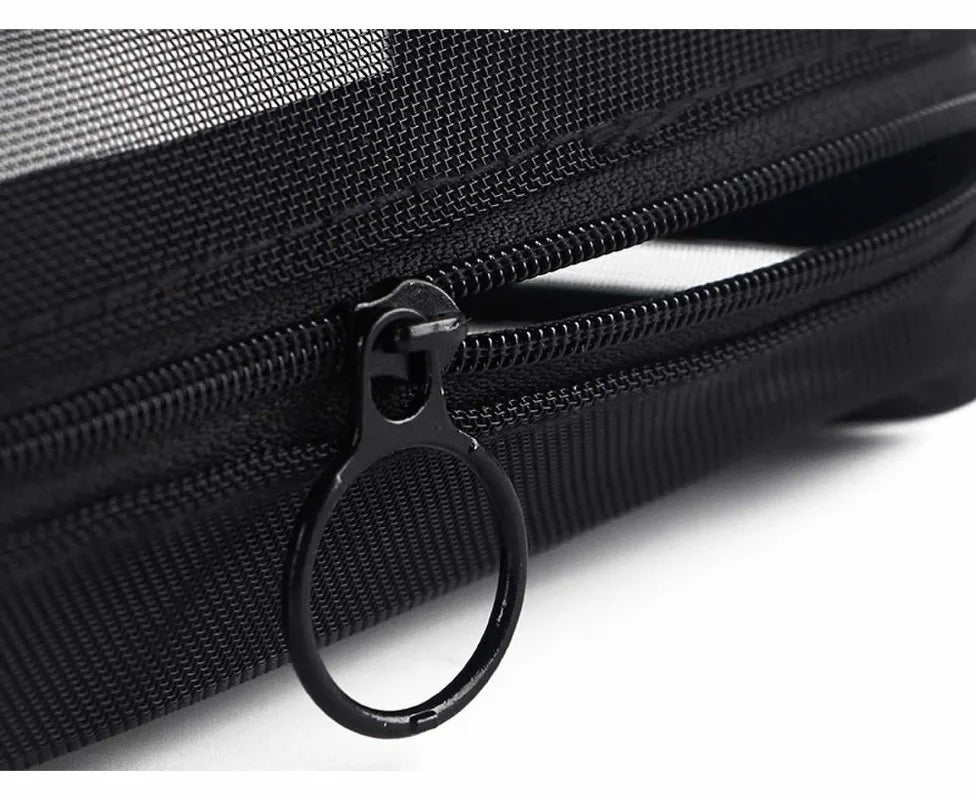 Transparent Mesh Zipper Cosmetic Bag – Fashionable Black Toiletry Organizer, Small & Large Makeup Pouch for Women