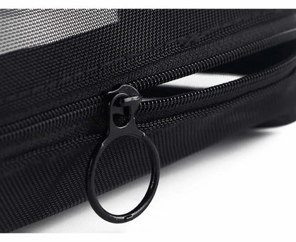 Transparent Mesh Zipper Cosmetic Bag – Fashionable Black Toiletry Organizer, Small & Large Makeup Pouch for Women