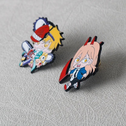 2PCS Anime Character Enamel Pins - Cute Metal Lapel Brooches for Clothing, Backpacks and Cosplay Gifts