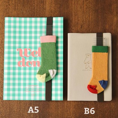 Retro Contrast-Color Pen Holder Strap - Elastic Journal Binding Band with Ruler