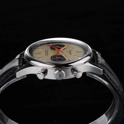 Sugess Pilot Men’s Chronograph Watch — Original ST1901 Mechanical Movement, Sapphire Crystal, Waterproof Racing Strap