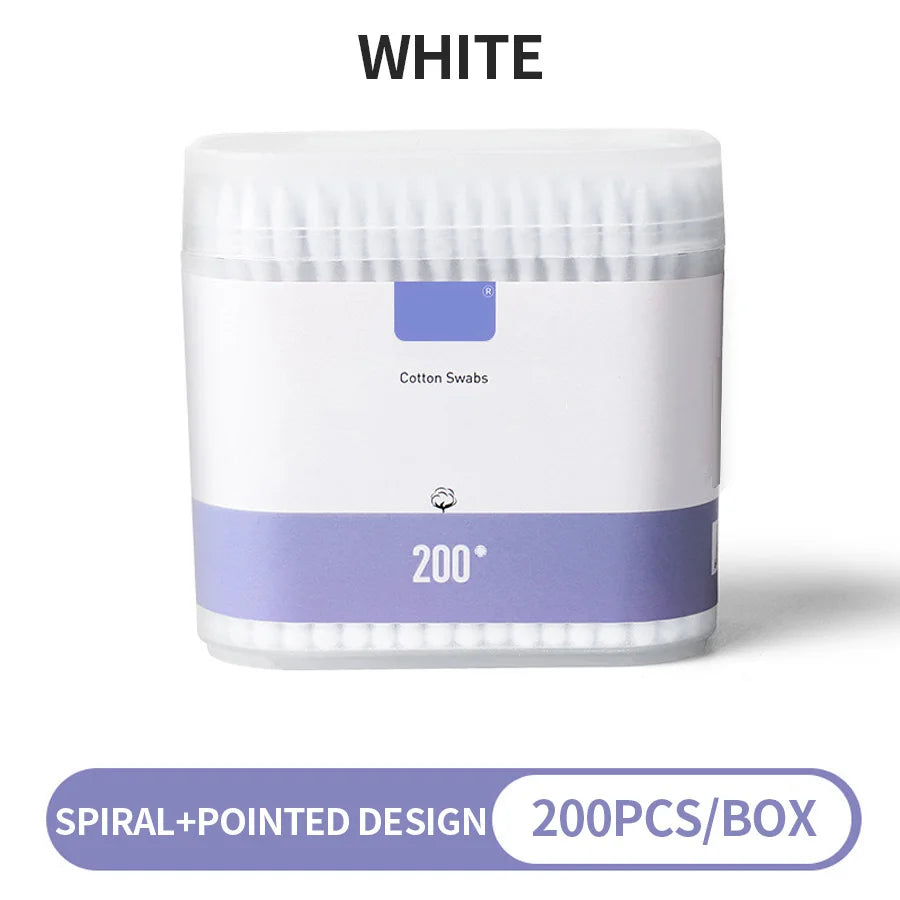 200-Piece Double-Ended Cotton Swabs - Soft Cleaning & Makeup Removal Applicators for Personal Care