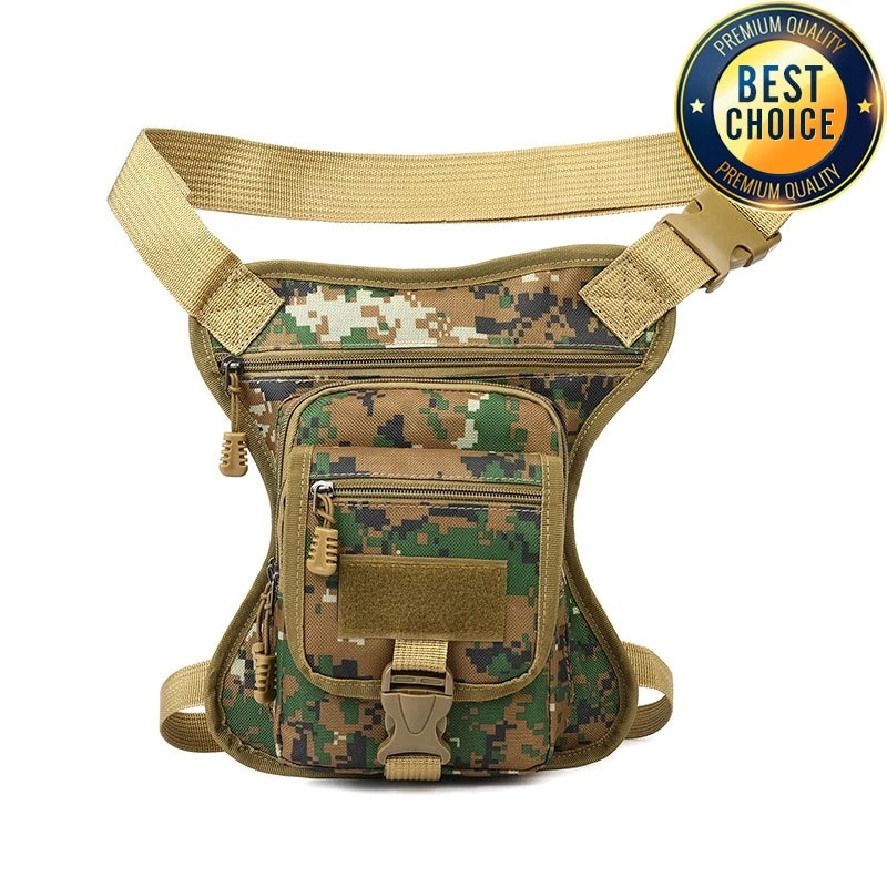 Camouflage Motorcycle Drop Leg Bag – Waterproof, Multifunctional Waist Bag for Travel, Hiking & Outdoor Riding