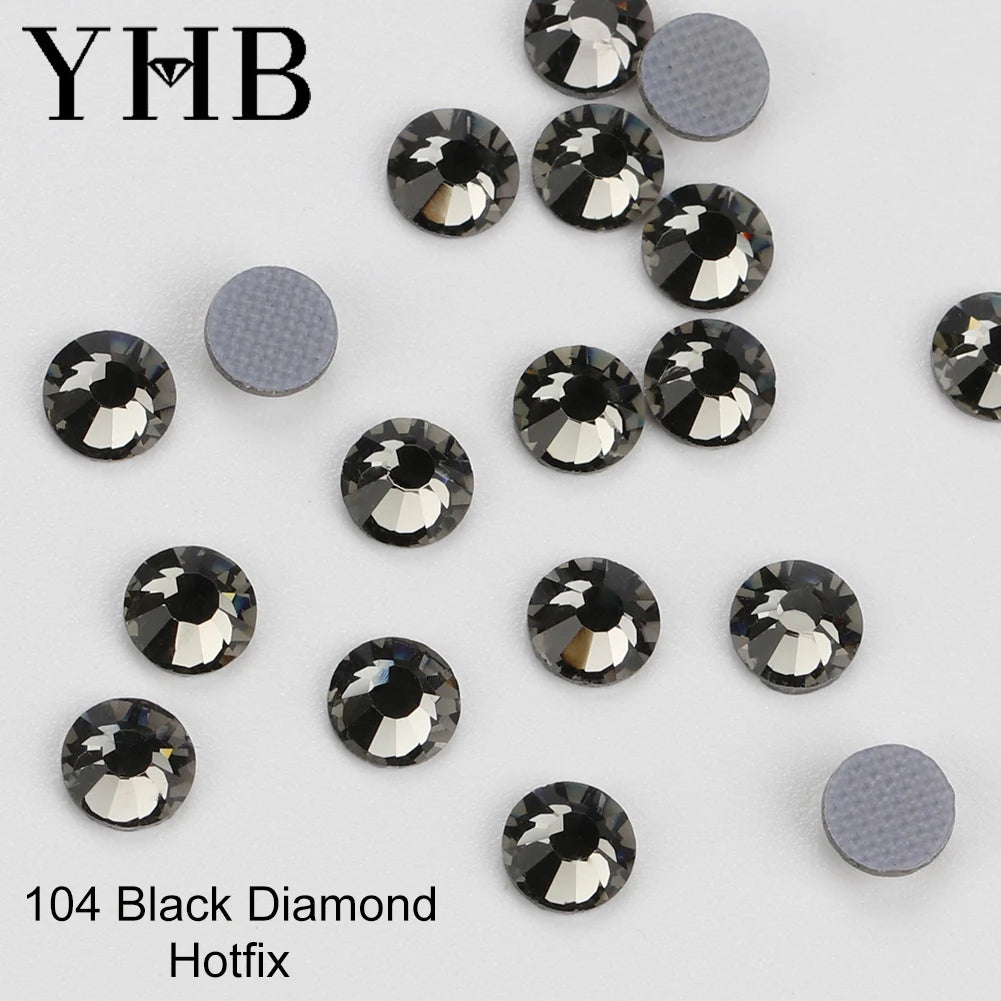 YHB 101-127 Hotfix Crystal Rhinestones - Glitter Glass Flatback Gems for Bags, Shoes, Garments, Phone & Nail Art DIY