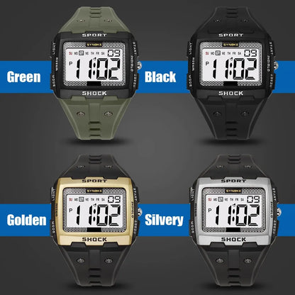 SYNOKE Men’s Sports Electronic Watch – Waterproof Night Glow Large Screen Square Outdoor Running & Camping Watch