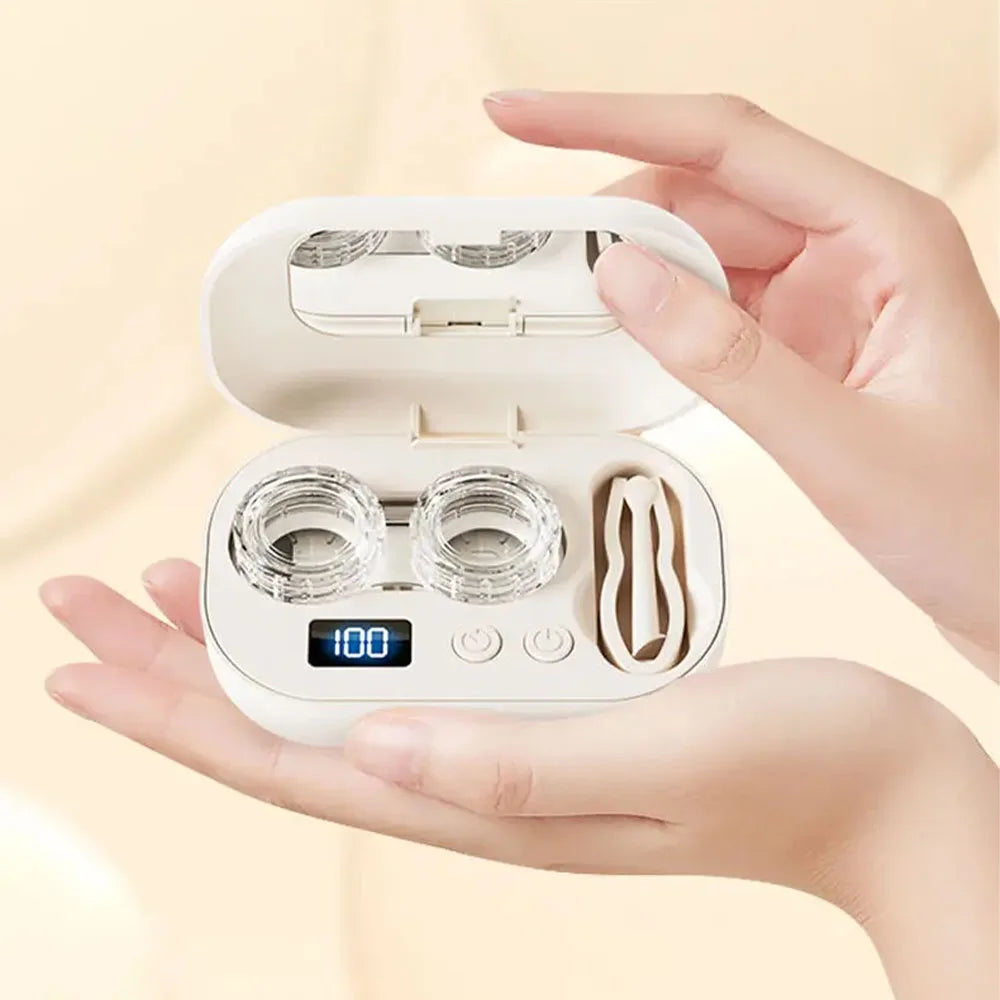 Rechargeable Portable Ultrasonic Contact Lens Cleaner Machine – Fits Soft, Colored, RGP & OK Lenses for Deep Cleaning & Eye Care