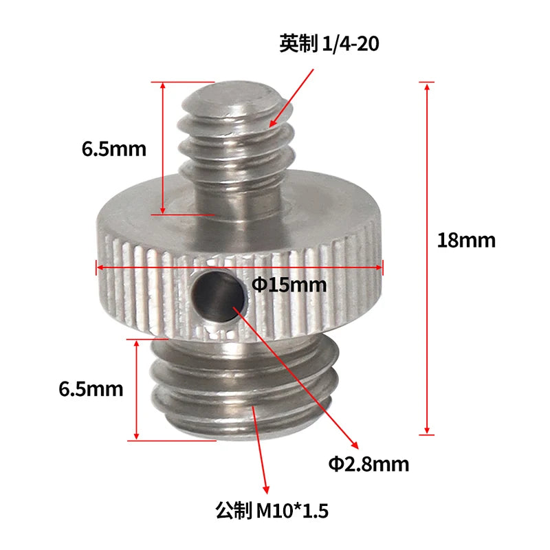 Reinforced Camera Screw Adapter - 1/4 to 3/8 Inch Male Female Thread Converter for Tripod Monopod Ball Head Light Bike Mount