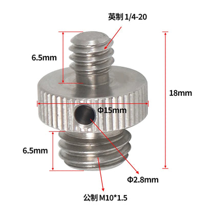 Reinforced Camera Screw Adapter - 1/4 to 3/8 Inch Male Female Thread Converter for Tripod Monopod Ball Head Light Bike Mount