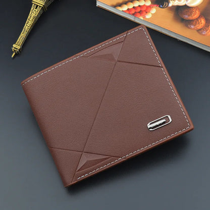Men’s Slim Short Bifold Faux Leather Wallet – Credit Card & ID Holder Business Billfold Clutch Purse for Everyday Use