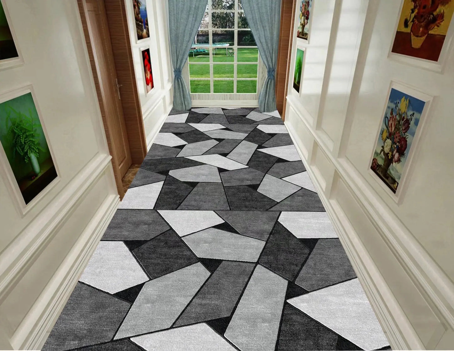 Nordic Modern Long Corridor Rug – Durable Washable Carpet Runner for Hallway, Stairway & Home