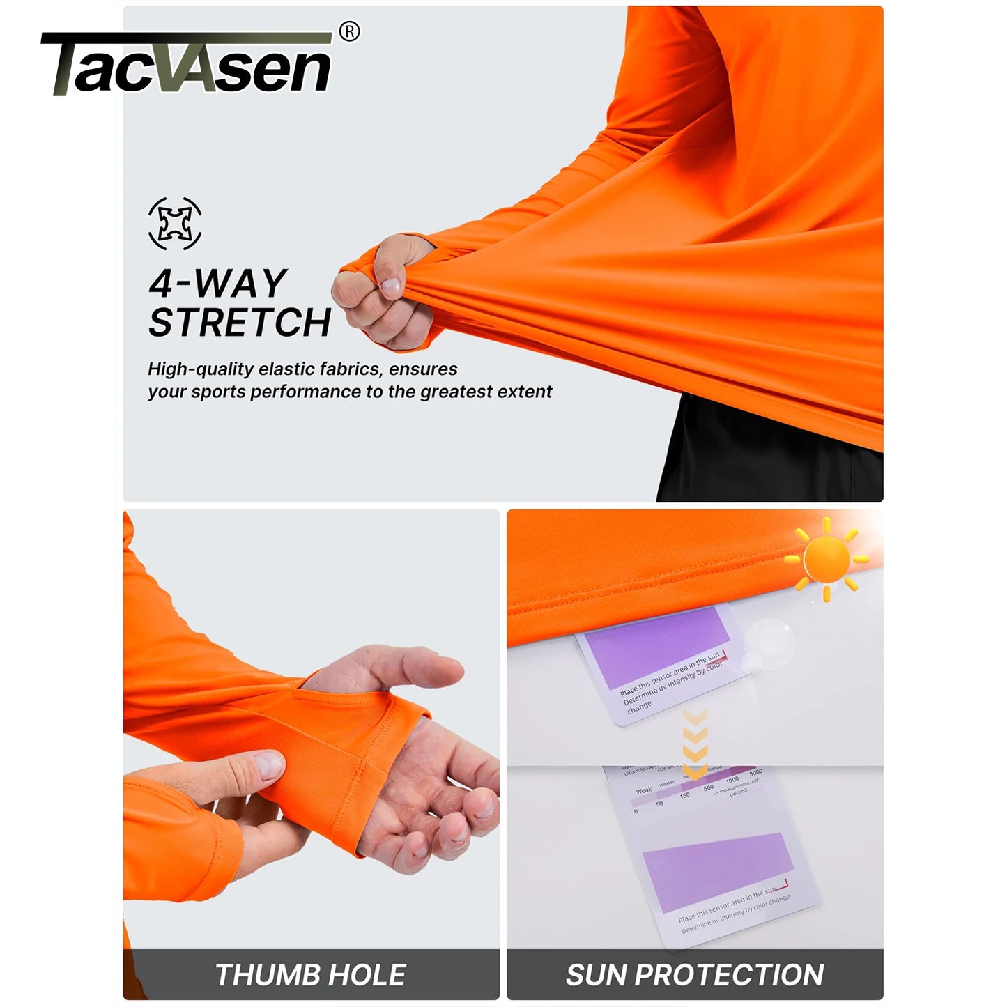 TACVASEN Men's Sun Hoodie Shirt - UPF 50+ Long Sleeve Rash Guard Quick Dry Fishing, Hiking & Swim Protection Top