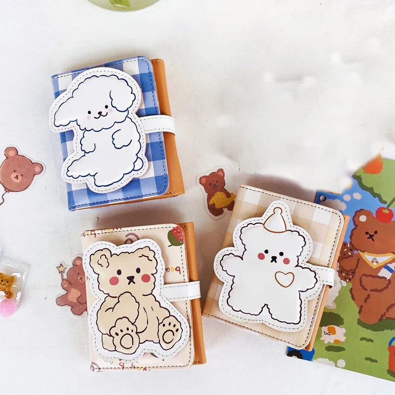 Cute Bear Women’s Wallet — Short Leather Coin Purse, Cartoon Card Holder, Three-Fold Clutch for Students