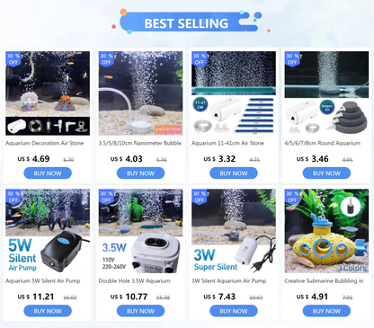 Ultra Silent 3W Aquarium Air Pump - 220V-240V Mini Fish Tank Oxygen Compressor (110V Option)