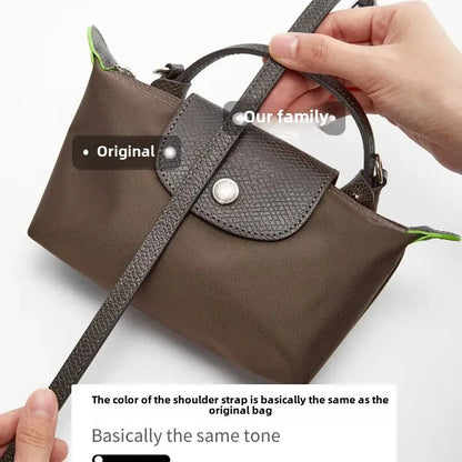 Leather Replacement Crossbody Bag Strap for Longchamp Mini — Earthy Color Shoulder Strap, No Punching Needed