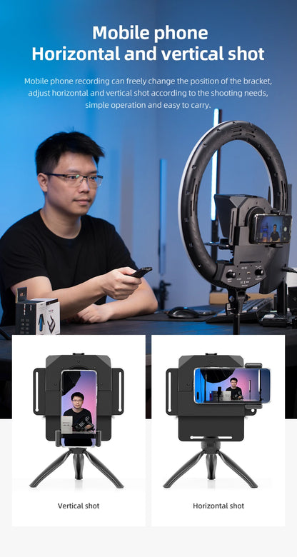 Ambitful Mini Teleprompter – Portable Phone & DSLR Recording Inscriber with Remote Control for Video