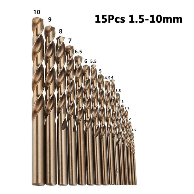 M35 Cobalt Twist Drill Bit Set – HSS-Co Straight Shank Metal Drill Kit for Stainless Steel, Iron & Woodworking Use