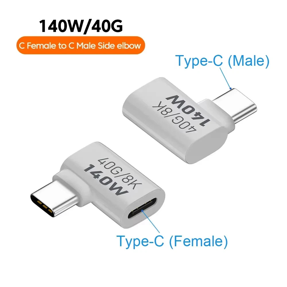 NNBILI 140W 40Gbps OTG Type-C Adapter – 90° USB-C to USB-C Fast Charging & Data Transfer for iPhone 15 & MacBook