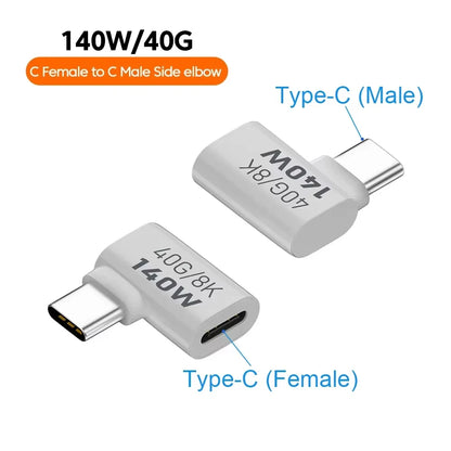 NNBILI 140W 40Gbps OTG Type-C Adapter – 90° USB-C to USB-C Fast Charging & Data Transfer for iPhone 15 & MacBook