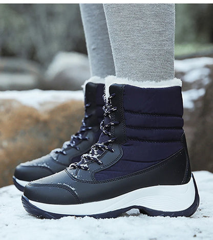 Women's Winter Snow Boots – Plush Lined Platform Flat Casual Shoes for Warmth and Comfort